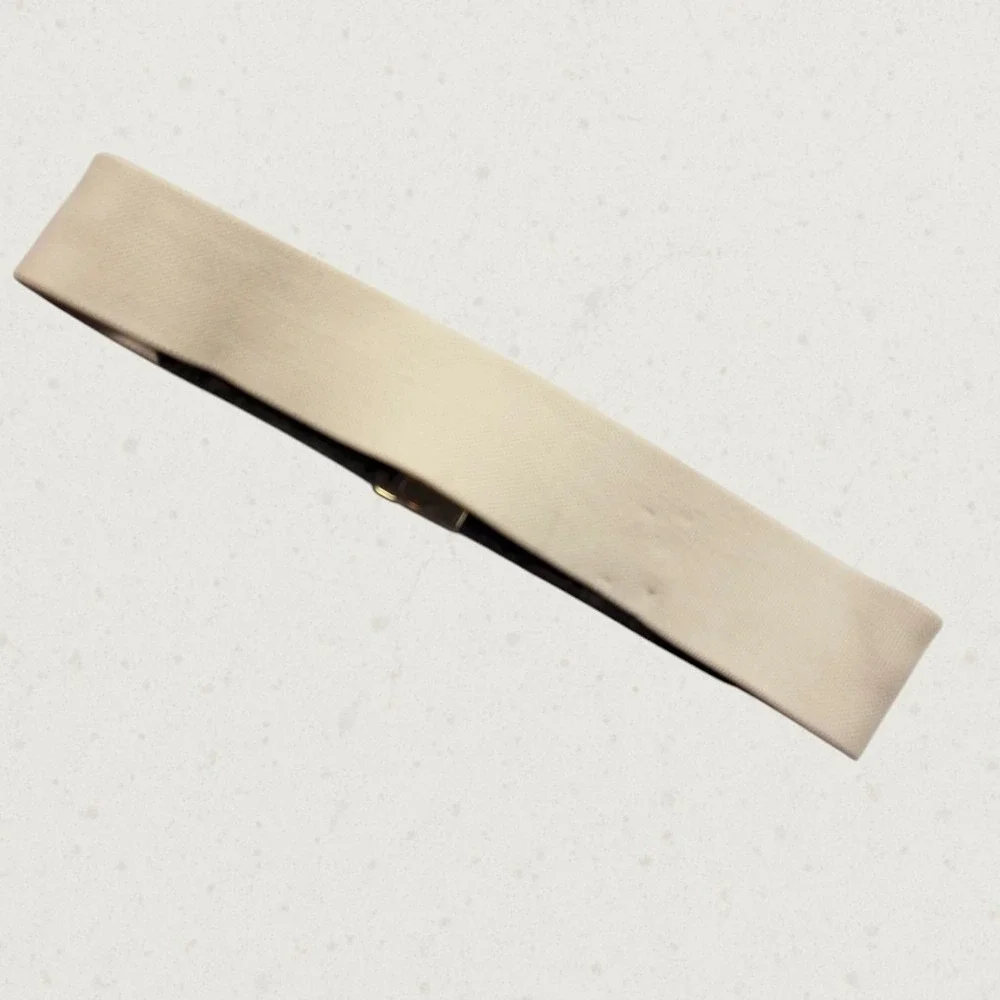 Calvin Klein Womens Monogram Wide Elastic Waist Belt Gold Padlock Buckle M/L